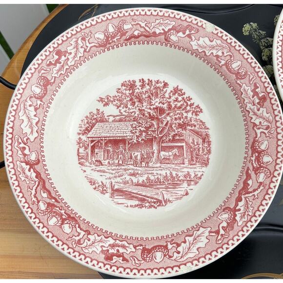 Set of 2 Soup Bowls Memory Lane Pink and White Gift Royal China USA - Picture 3 of 9